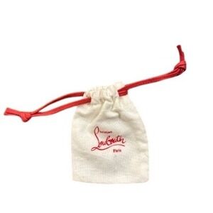 Christian Louboutin White Cotton Dust Bag Red Logo Drawstring Accessory Pouch